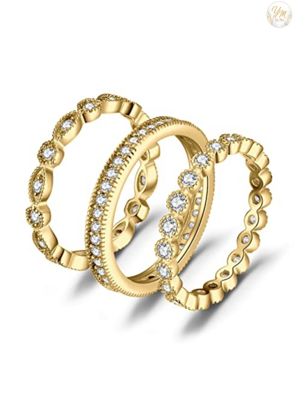 925 Sterling Silver Stackable Wedding Rings Set Women Cubic Zirconia